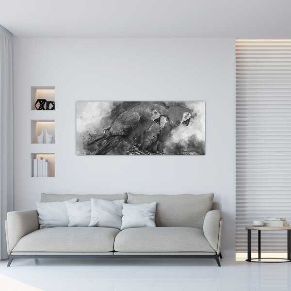 Tablou - Acuarelă papagali (120x50 cm)