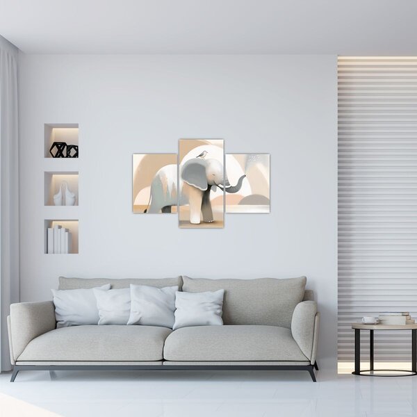 Tablou - Elefant în culori pastel (90x60 cm)