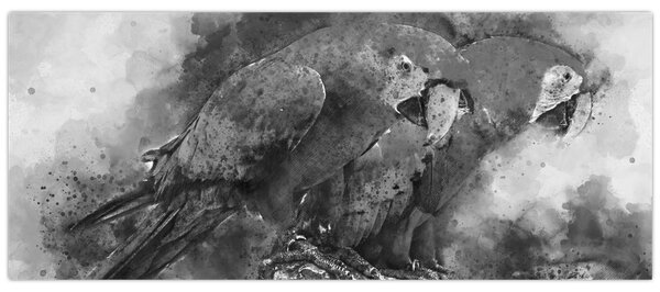 Tablou - Acuarelă papagali (120x50 cm)