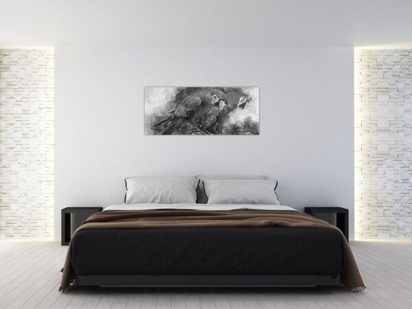 Tablou - Acuarelă papagali (120x50 cm)