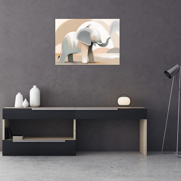 Tablou - Elefant în culori pastel (70x50 cm)