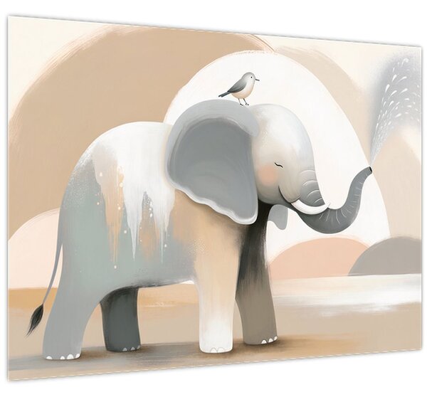 Tablou - Elefant în culori pastel (70x50 cm)