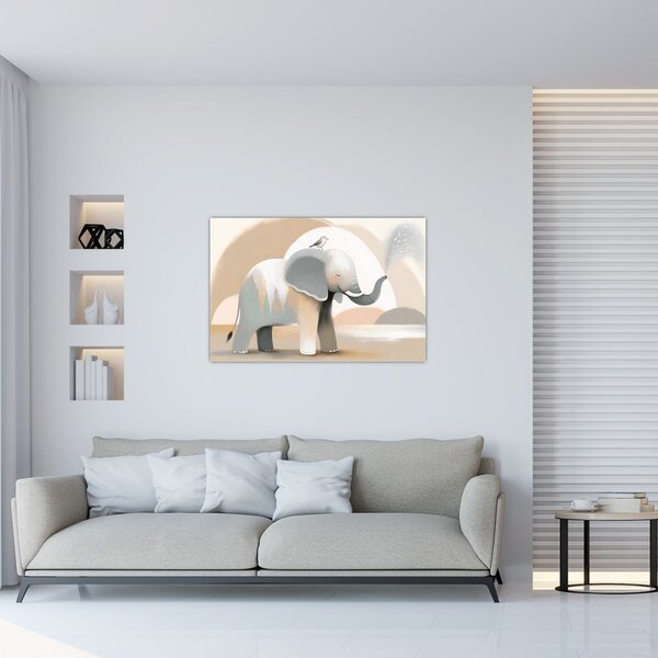 Tablou - Elefant în culori pastel (90x60 cm)