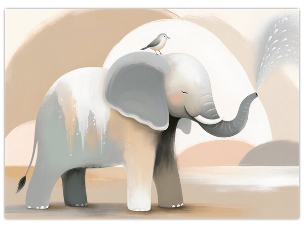 Tablou - Elefant în culori pastel (70x50 cm)
