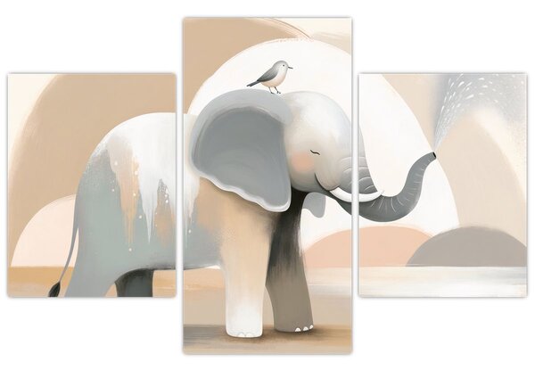 Tablou - Elefant în culori pastel (90x60 cm)