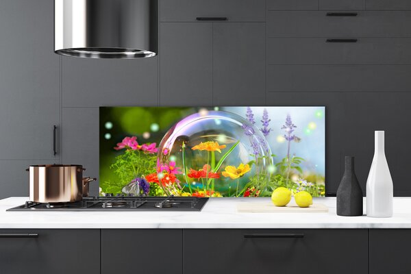 Panou sticla bucatarie Flori Natura Multi