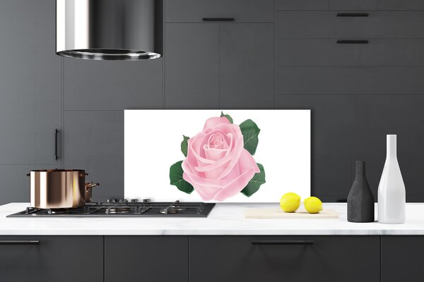Panou sticla bucatarie Rose Floral Roz Verde