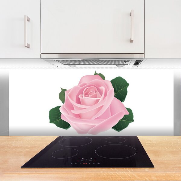 Panou sticla bucatarie Rose Floral Roz Verde