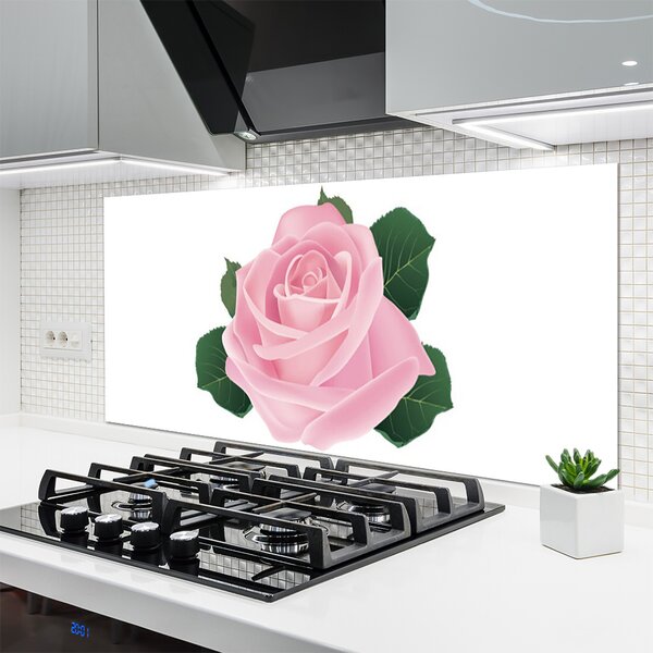Panou sticla bucatarie Rose Floral Roz Verde