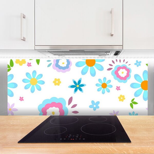 Panou sticla bucatarie Flori Art Multi
