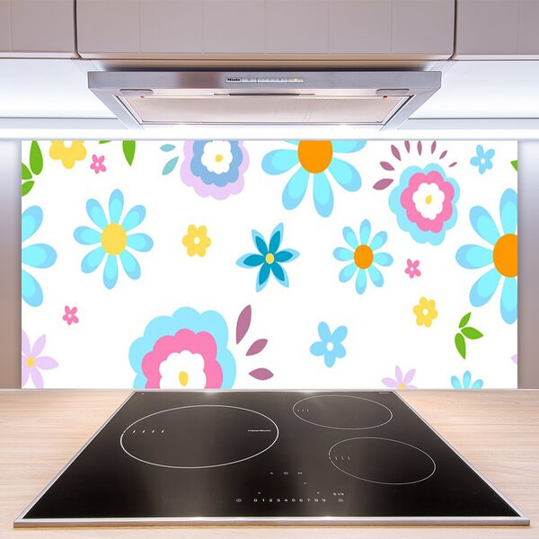 Panou sticla bucatarie Flori Art Multi