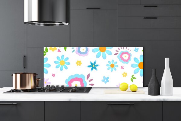 Panou sticla bucatarie Flori Art Multi