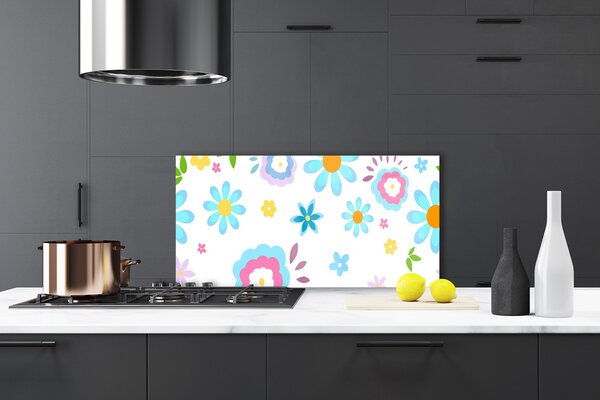 Panou sticla bucatarie Flori Art Multi