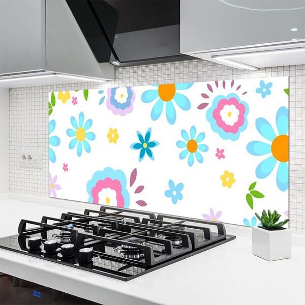Panou sticla bucatarie Flori Art Multi