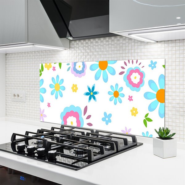 Panou sticla bucatarie Flori Art Multi