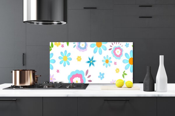 Panou sticla bucatarie Flori Art Multi