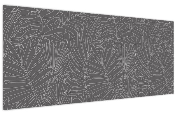 Tablou - Frunze de palmier gri (120x50 cm)