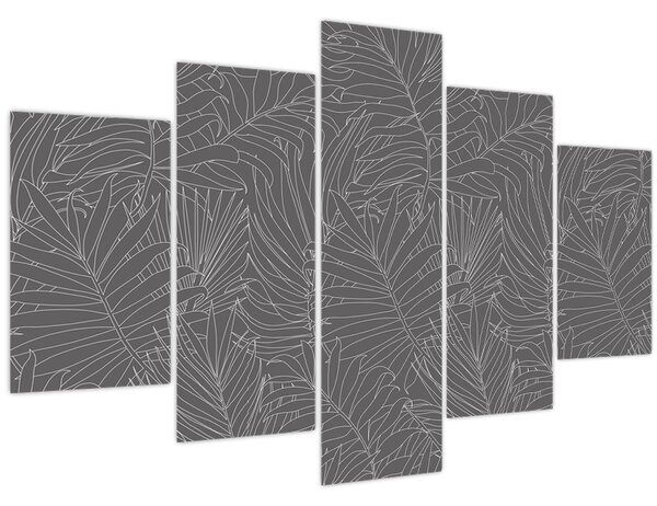 Tablou - Frunze de palmier gri (150x105 cm)