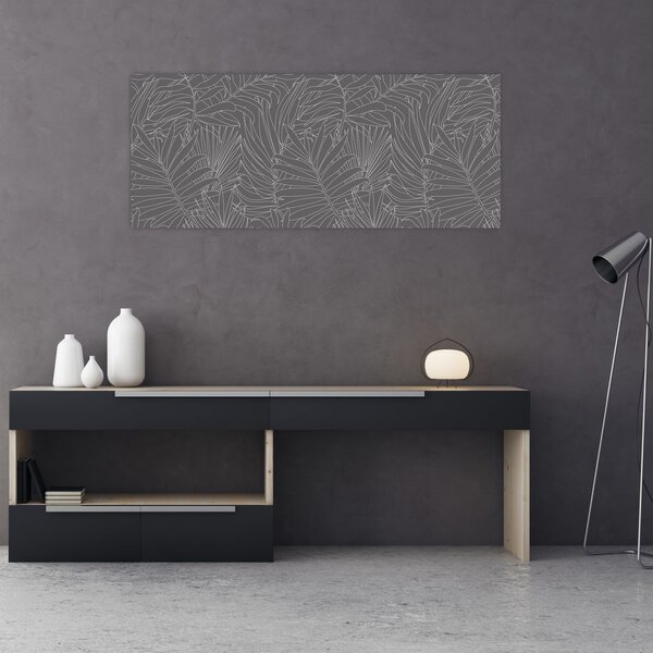Tablou - Frunze de palmier gri (120x50 cm)