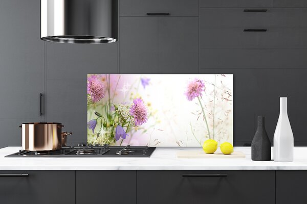 Panou sticla bucatarie Flori Floral Roz Verde