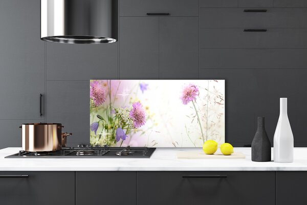 Panou sticla bucatarie Flori Floral Roz Verde