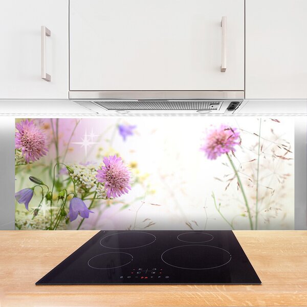 Panou sticla bucatarie Flori Floral Roz Verde