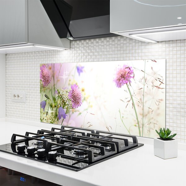 Panou sticla bucatarie Flori Floral Roz Verde