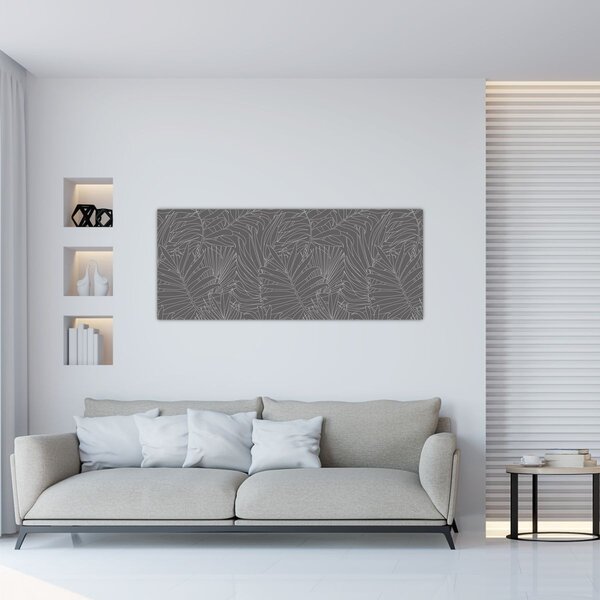 Tablou - Frunze de palmier gri (120x50 cm)