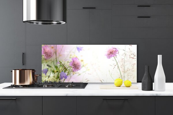 Panou sticla bucatarie Flori Floral Roz Verde