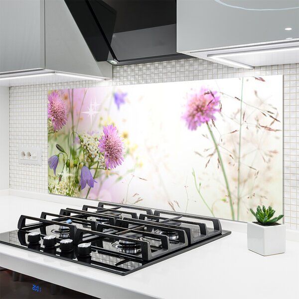 Panou sticla bucatarie Flori Floral Roz Verde