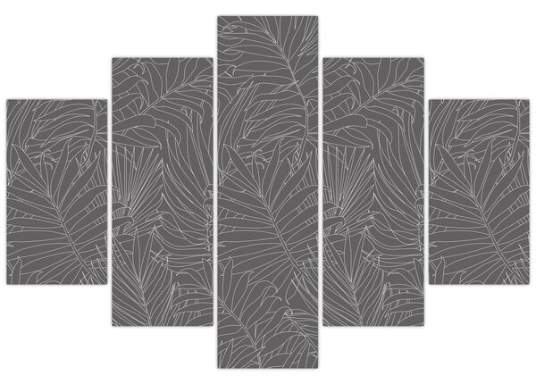 Tablou - Frunze de palmier gri (150x105 cm)