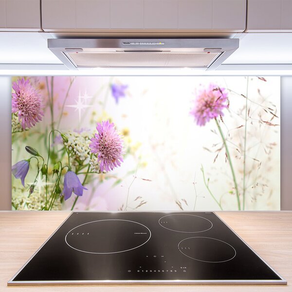 Panou sticla bucatarie Flori Floral Roz Verde