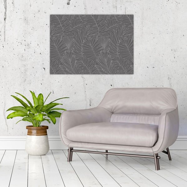 Tablou - Frunze de palmier gri (70x50 cm)