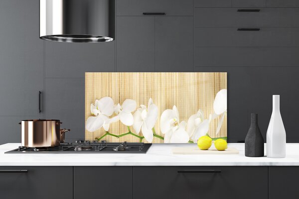 Panou sticla bucatarie Flori Floral alb