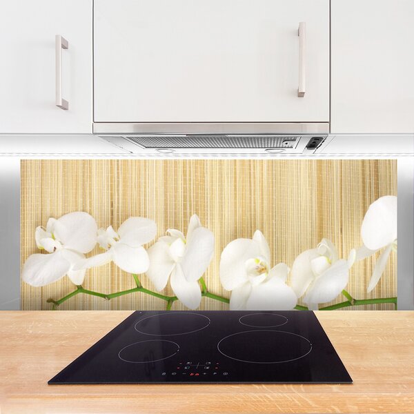 Panou sticla bucatarie Flori Floral alb