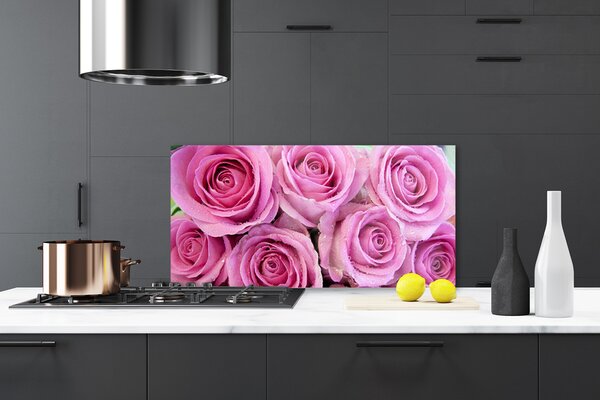 Panou sticla bucatarie Trandafiri roz Floral