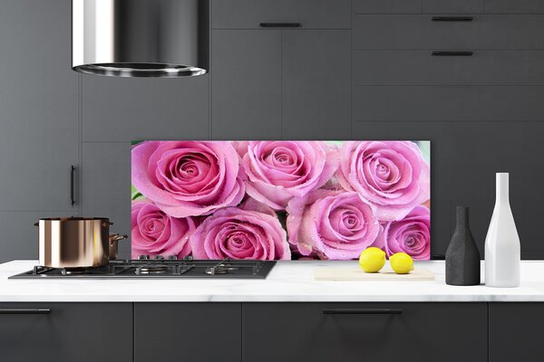Panou sticla bucatarie Trandafiri roz Floral