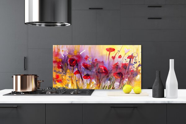 Panou sticla bucatarie Flori Art Multi