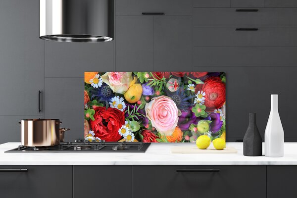 Panou sticla bucatarie Flori Floral Multi