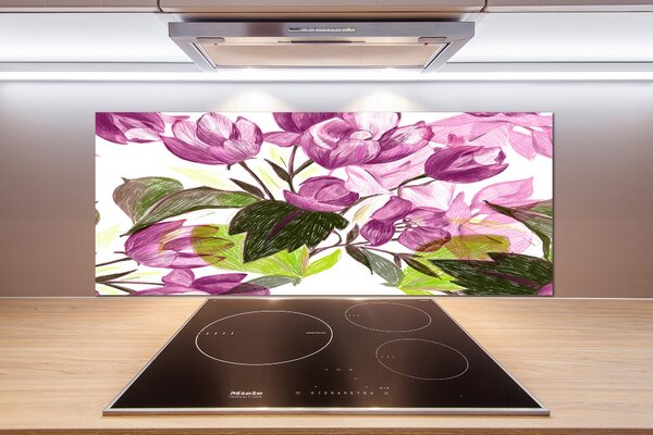 Sticlă pentru bucătărie model floral