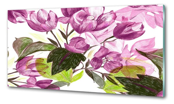 Sticlă pentru bucătărie model floral