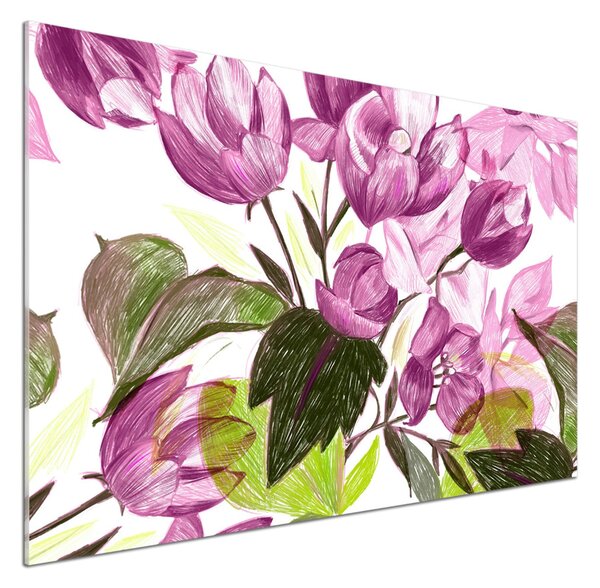 Sticlă pentru bucătărie model floral