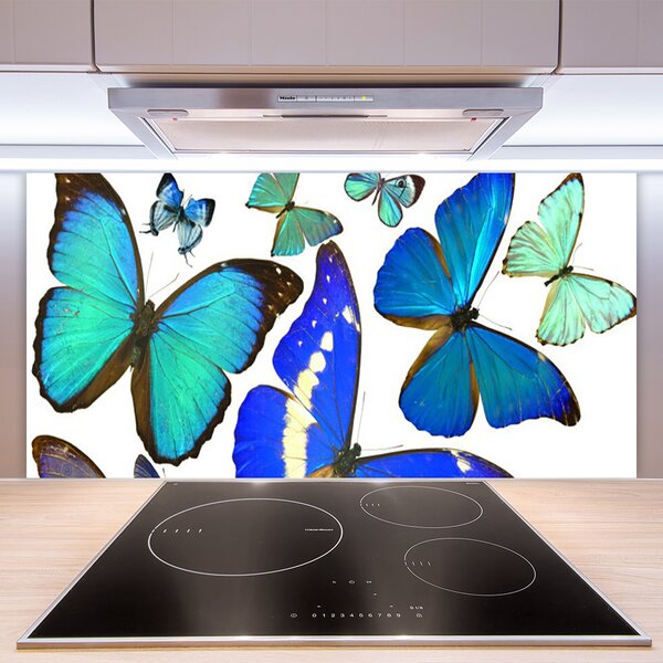 Panou sticla bucatarie Butterfly Natura Albastru Negru Violet