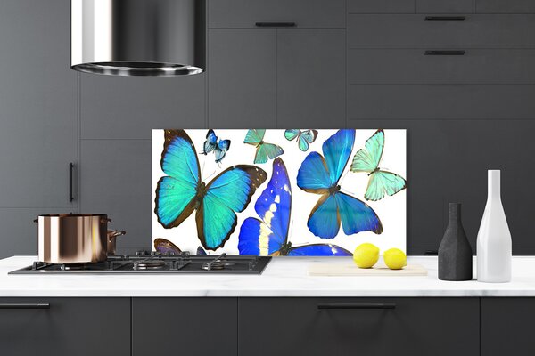 Panou sticla bucatarie Butterfly Natura Albastru Negru Violet