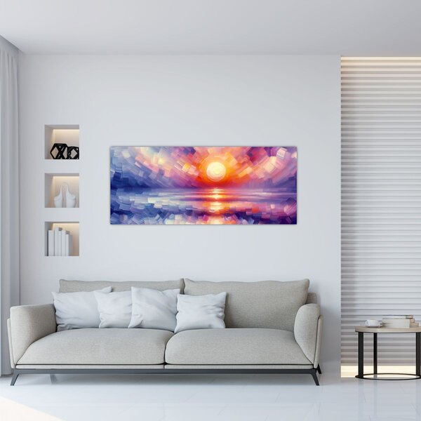 Tablou - Apus de soare artistic colorat (120x50 cm)