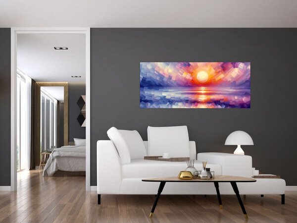 Tablou - Apus de soare artistic colorat (120x50 cm)