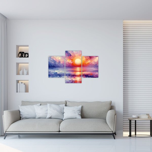 Tablou - Apus de soare artistic colorat (90x60 cm)