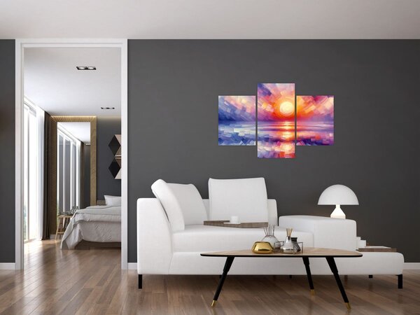 Tablou - Apus de soare artistic colorat (90x60 cm)