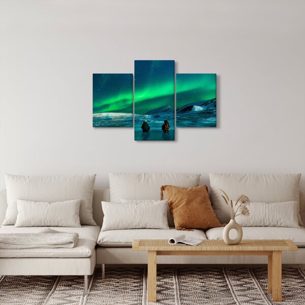 Tablou cu oameni la Aurora borealis (90x60 cm)