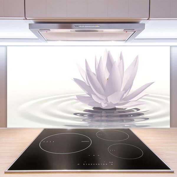 Panou sticla bucatarie Water Flower Art White